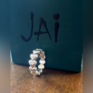 JAI Sterling Silver Symbols of Love Heart Band Ring